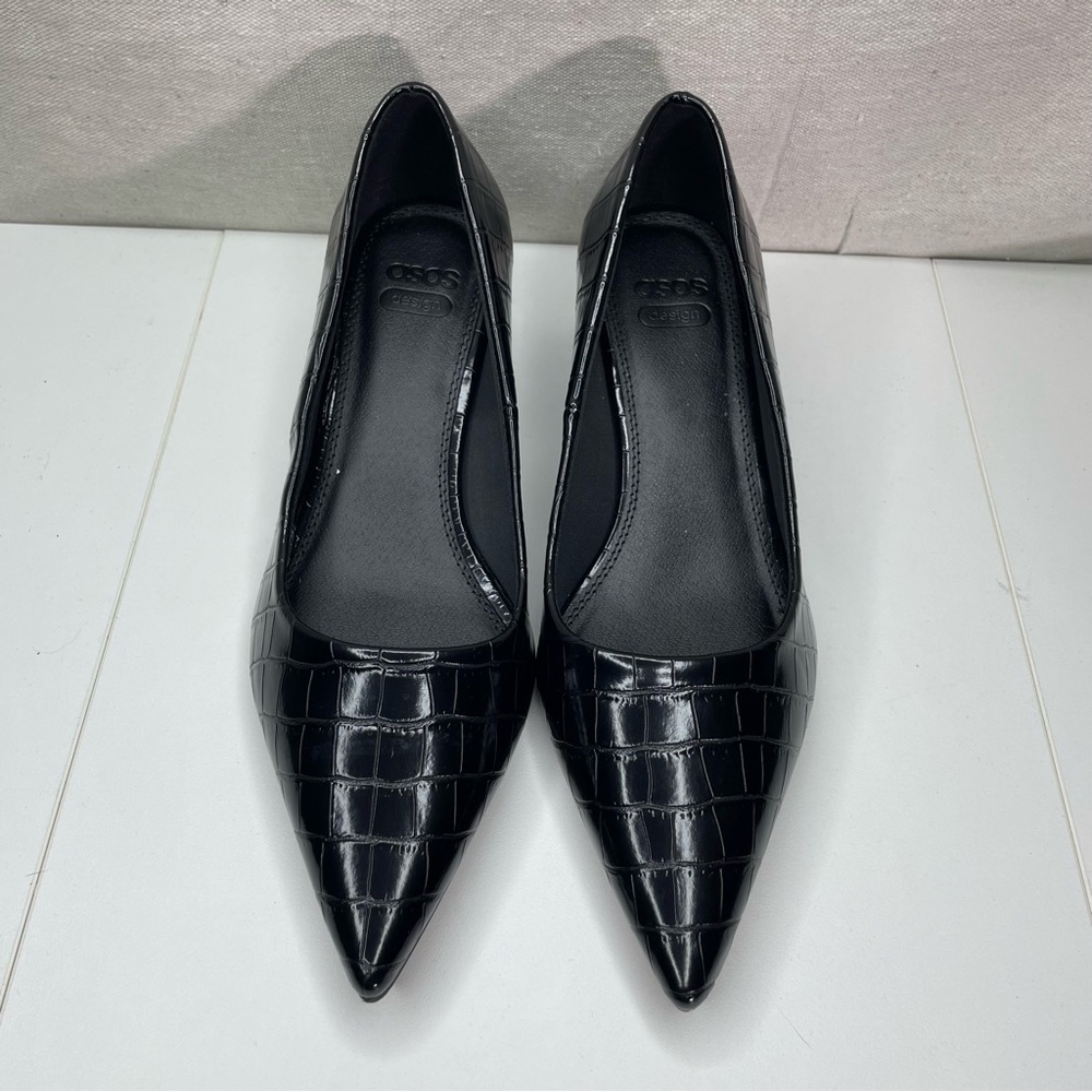 Brand New | ASOS Design "Saint" Block Heels in Black Croc
